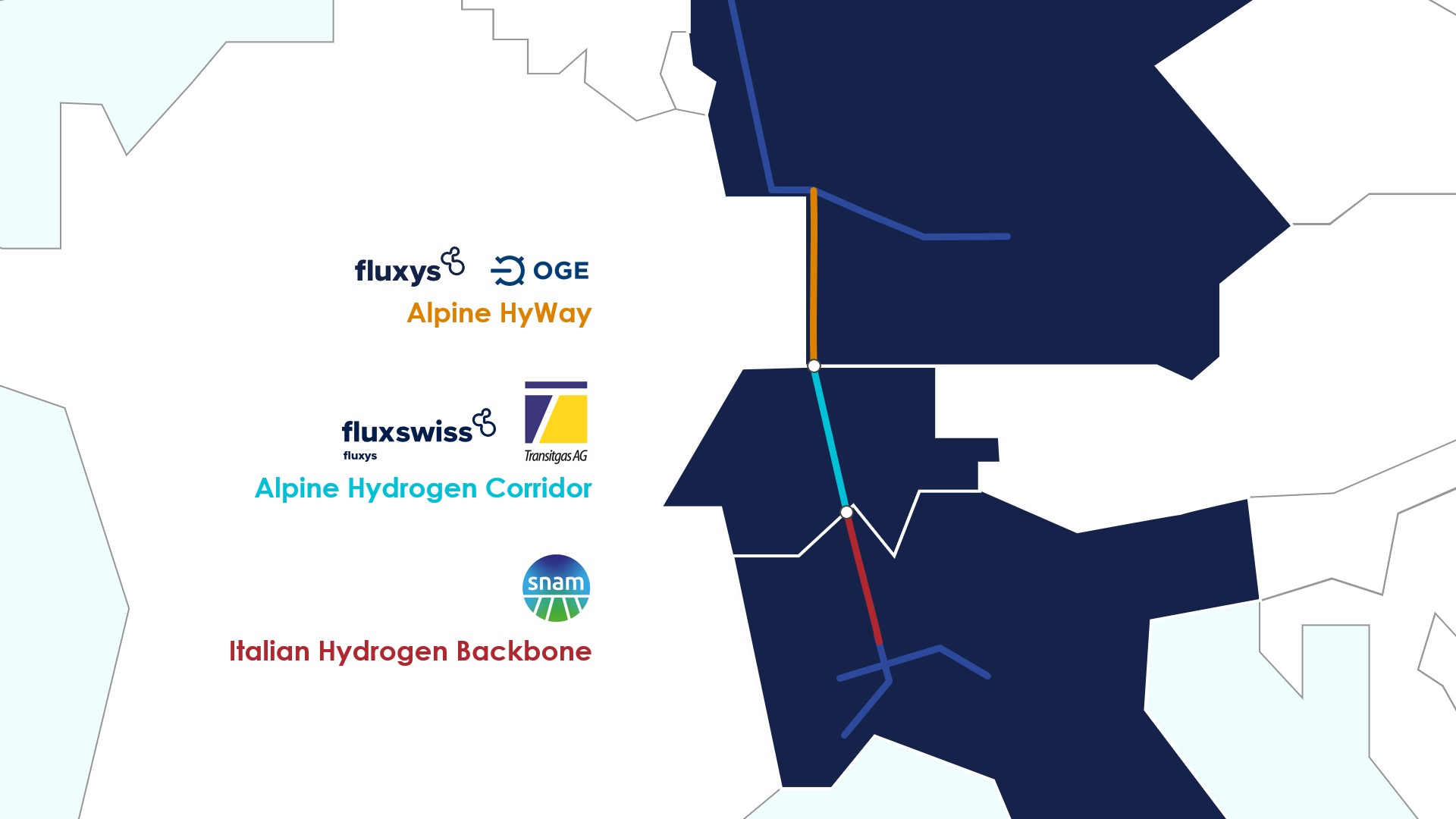 Alpine Hydrogen Corridor map